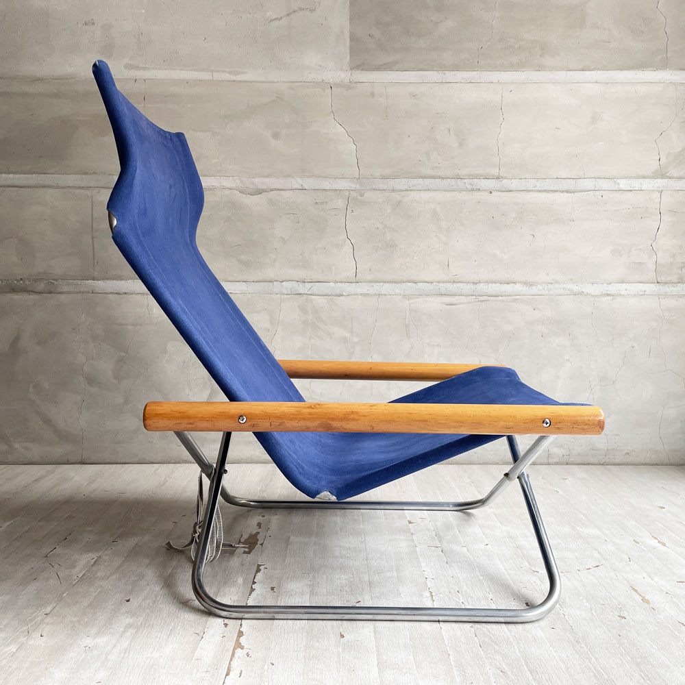 ニーチェア エックス Ny chair X フォールディングチェア オットマン付 ブルー 折り畳みチェア 新居猛 ニーファニチア ♪