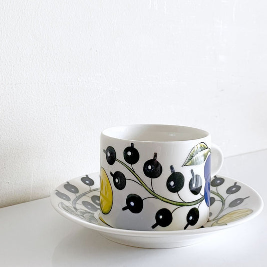 アラビア ARABIA パラティッシ PARATIISI ティーカップ&ソーサー ブルー&イエロー ビルガー・カイピアイネン Birger Kaipiainen フィンランド 北欧食器 B ■