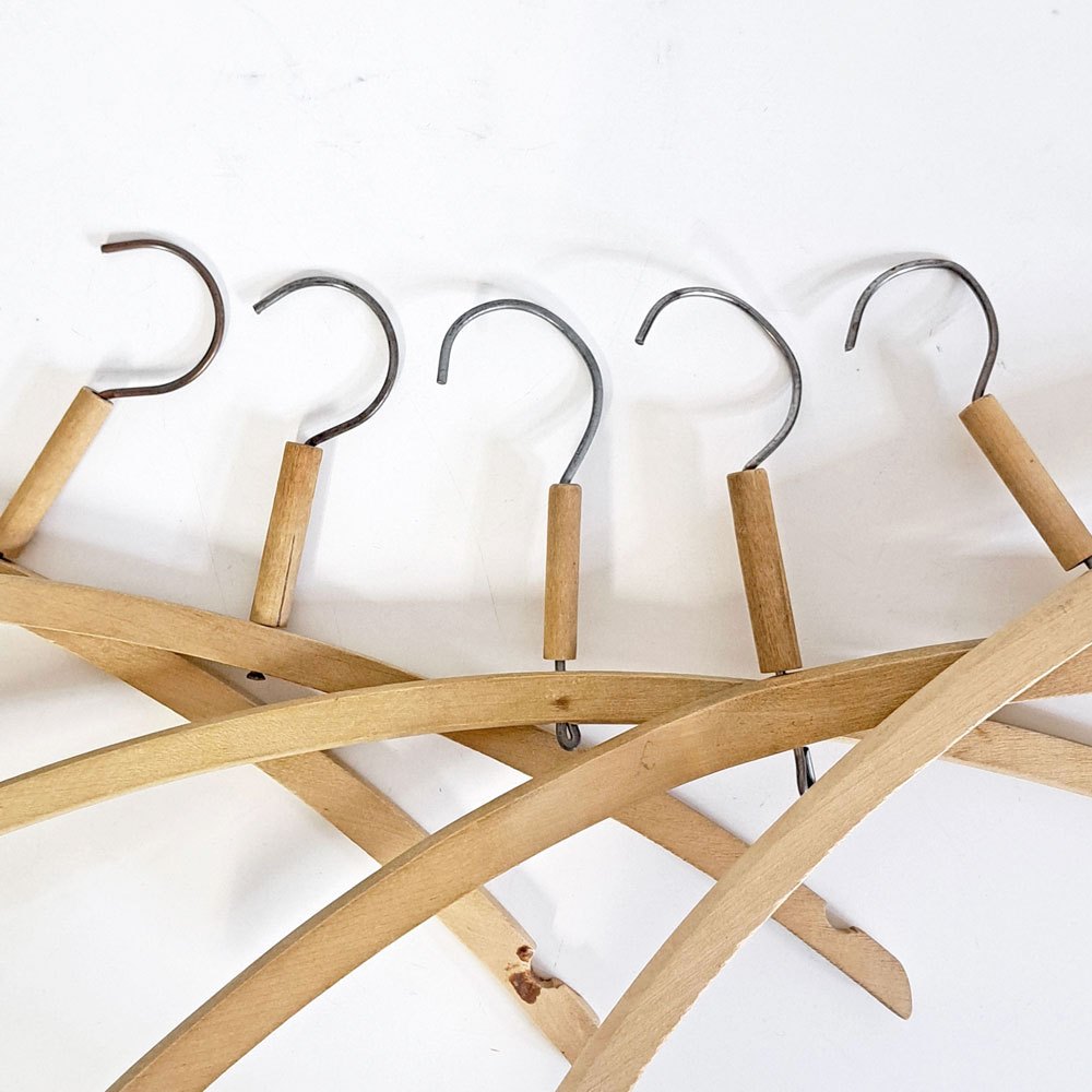 北欧ビンテージ Scandinabian Vintage 木製ハンガー 10本セット 1950〜70年代 木味 レトロ 古道具 C ●