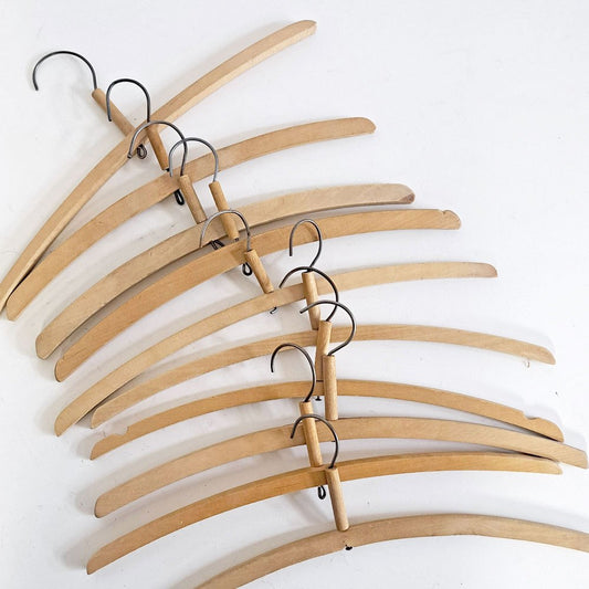 北欧ビンテージ Scandinabian Vintage 木製ハンガー 10本セット 1950〜70年代 木味 レトロ 古道具 B ●