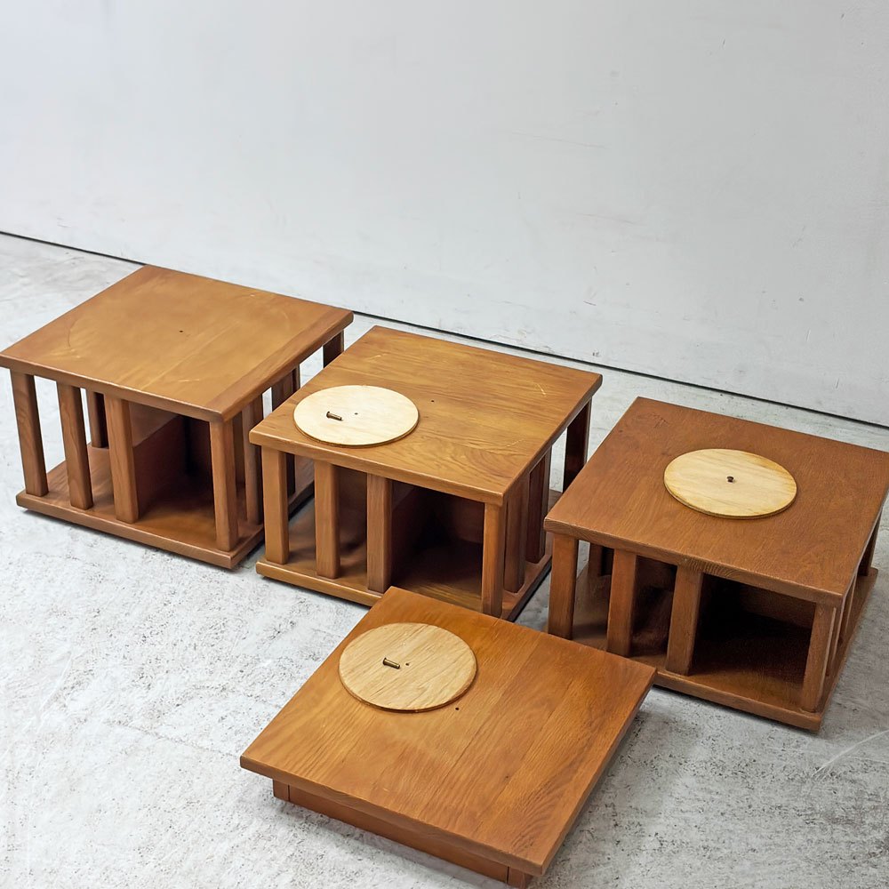 ICO ロータリーブックシェルフ Rotary Bookcase ブックケース 回転式本棚 オーク材 スタッキングシェルフ US製 ●
