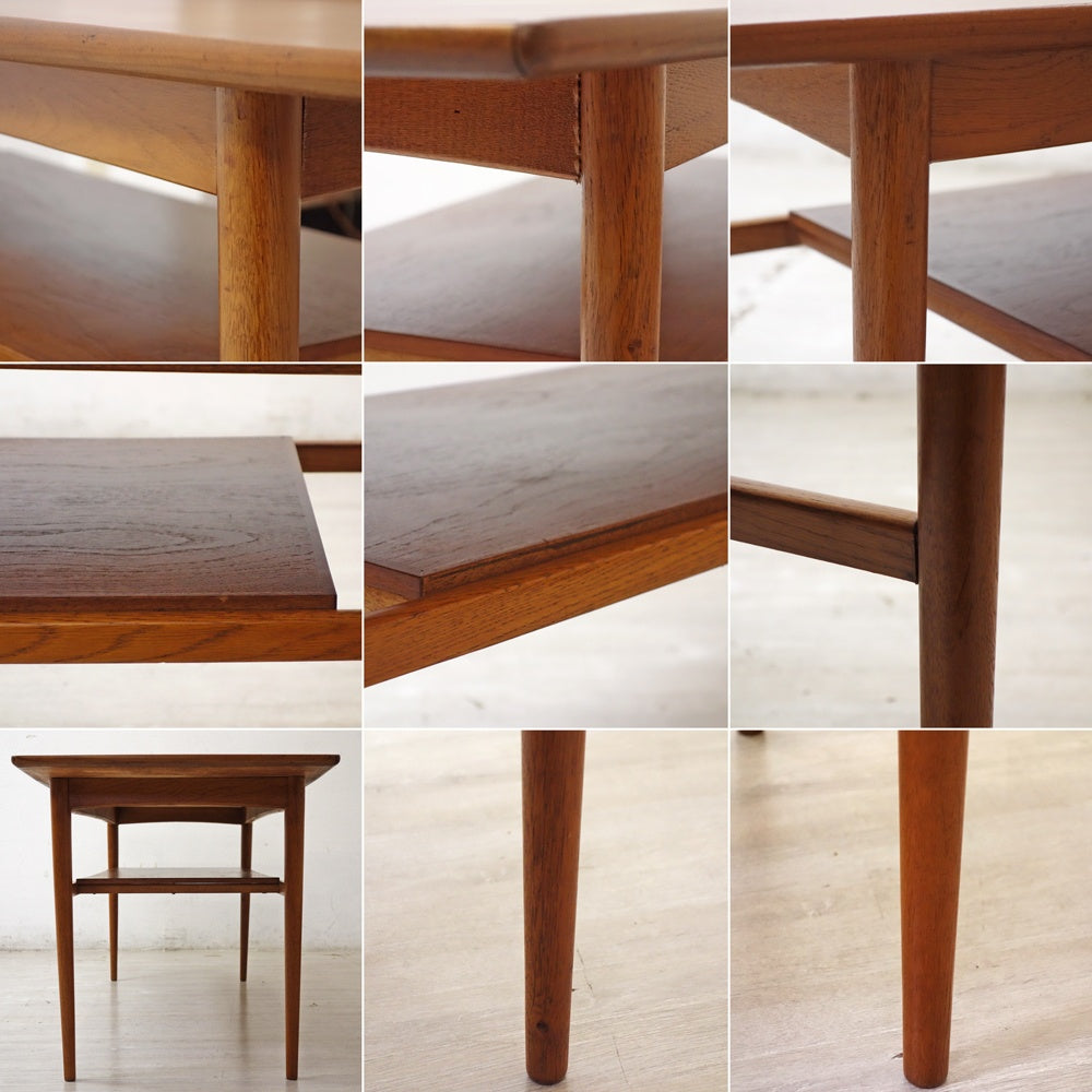 北欧ビンテージ Scandinavian vintage チーク材 ×オーク材 センターテーブル カフェテーブル w149.5cm 北欧家具 ●