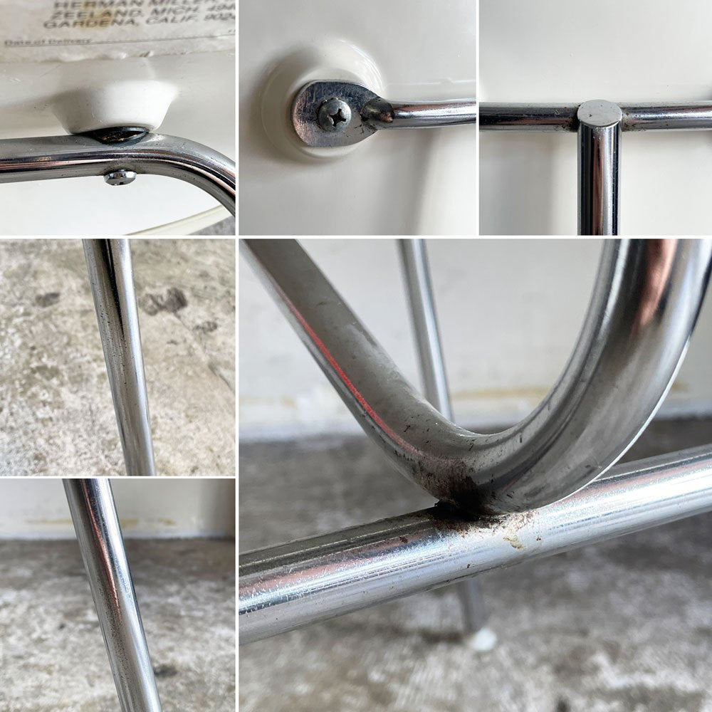 ハーマンミラー Herman Miller ツーピースプラスチックチェア Two Piece Plastic Chair DCM ホワイト グリーン ファブリック張替済 希少 ■