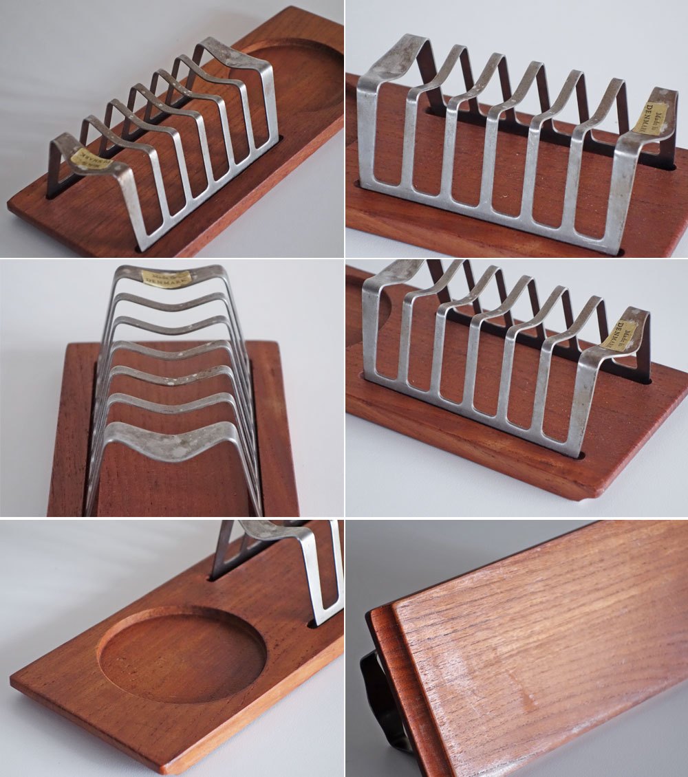 デンマークビンテージ Danish Vintage トーストラック Toast Rack チーク材 ステンレス 北欧雑貨 ■