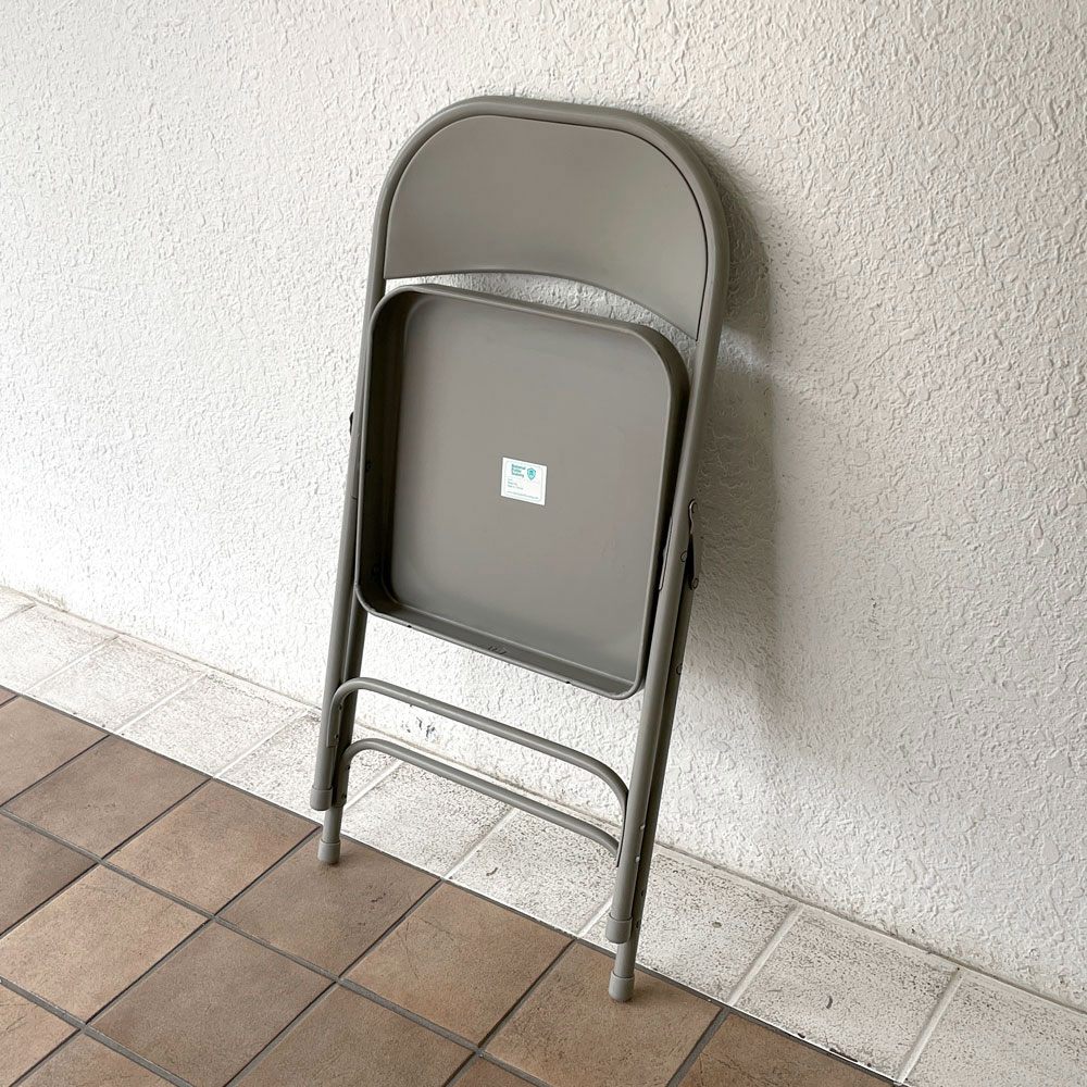 チューブラースチール フォールディングチェア TUBULAR STEEL FOLDING CHAIR 折りたたみ椅子 グレー アメリカ インダストリアル PFS取扱 B ◇