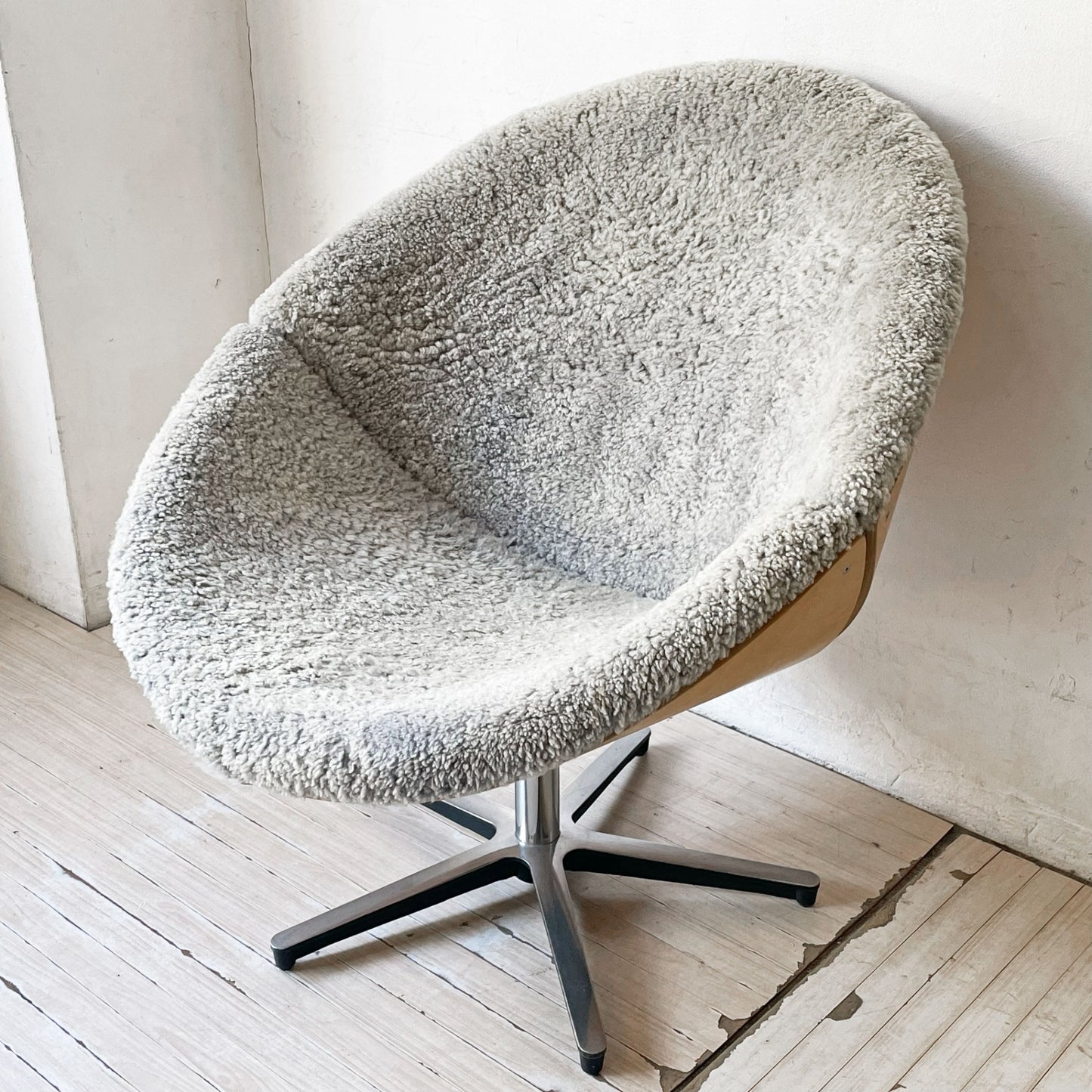 スウェデッセ SWEDESE アモリーノ Amorino ラウンジチェア シープスキン プライウッド Bror Boije スウェーデン 北欧家具 希少 ★