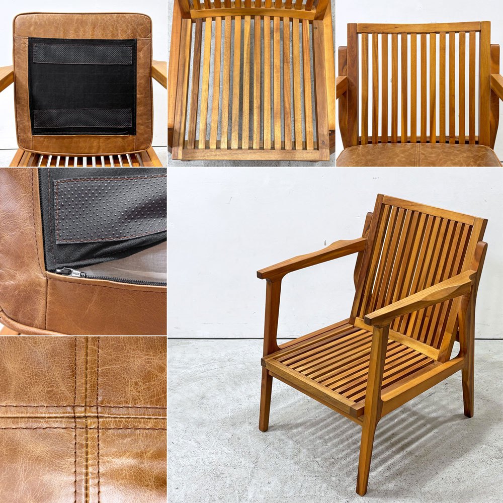 ダブルティー WTW アペルト チェア APERTO CHAIR NT アームチェア ラウンジチェア 1Pソファ レザー ブラウン  西海岸 ウエストコースト ●
