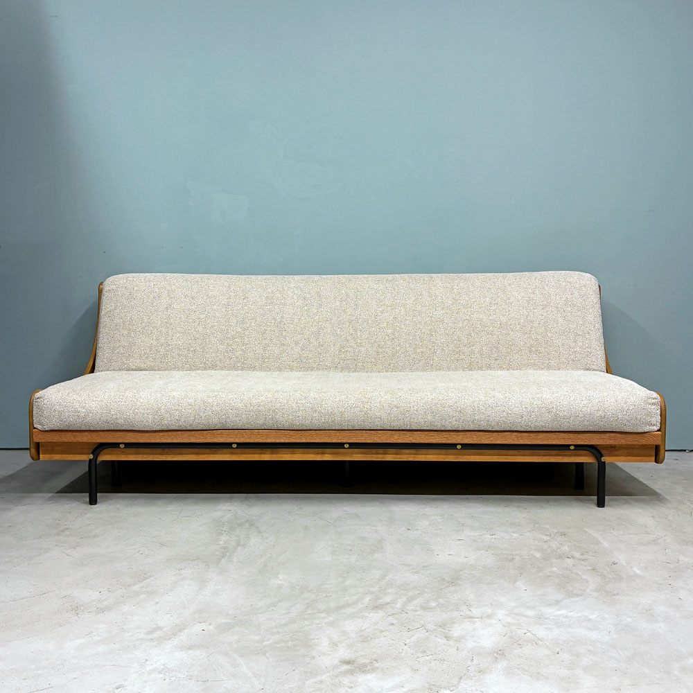 ジャーナルスタンダード j.s.F ハビタ HABITAT SOFA BED ソファベッド デイベッド 3人掛けソファ W200cm オーク材 ファブリック ベージュ 定価￥231,000- ◎