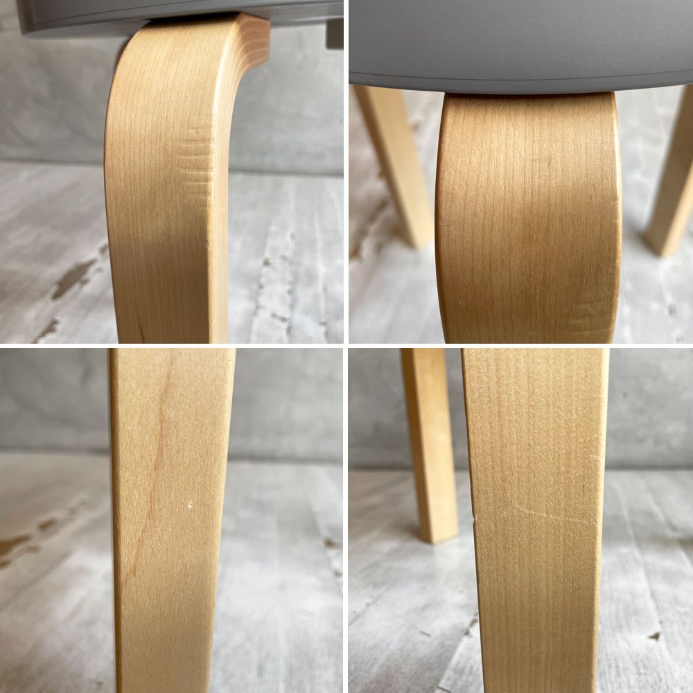 アルテック artek スツール60 Stool 60 グレーラッカー 3本脚 Lレッグ アルヴァ・アアルト スタッキング 2023年製 北欧家具 定価￥46,200- ♪