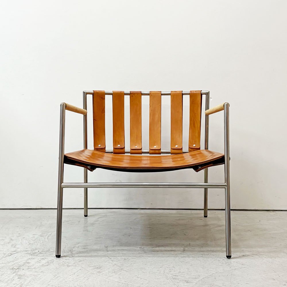 リッツウェル Ritzwell イビサフォルテ IBIZA FORTE イージーチェア ラウンジチェア ステンレスフレーム 本革 代替クッション付属  ●