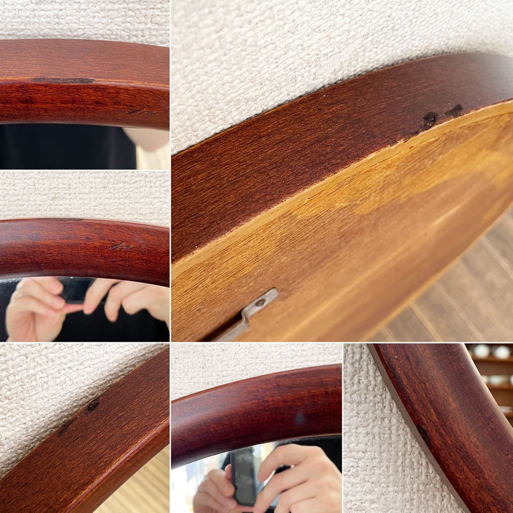 秋田木工 Akimoku 曲木鏡 丸大 ウォールミラー 古代色 ブナ材 Φ60cm 壁掛け 曲木家具 柳宗理 ジャパニーズモダン 定価￥58,740- ◎