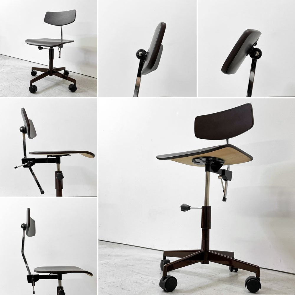 ラボファ Labofa デスクチェア オフィスチェア プライウッド ブラウン ダブルホイール 高さ調整可 デンマーク製 北欧家具 ●