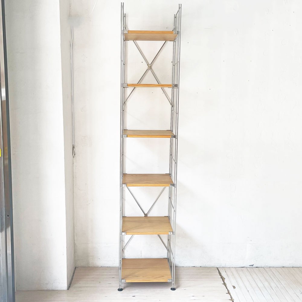 無印良品 MUJI ステンレスユニットシェルフ オーク材 SUS 6段 帆立高212.5cm 特大 隙間収納 合計定価 52990円程 ★