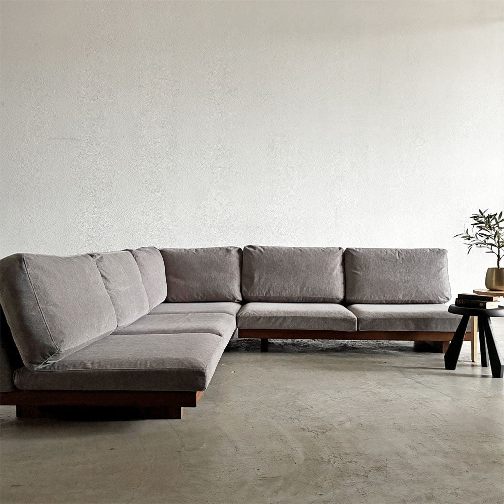 マスターウォール MASTERWAL デニッシュ DANISH SOFA コーナーソファ W94cm ウォールナット無垢材 ファブリック 新品替えカバー付 合計定価￥445,500- 〓