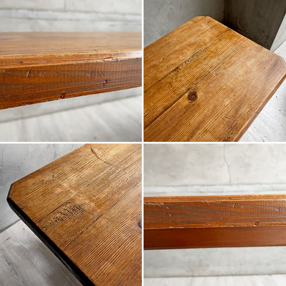 ジャパンビンテージ Japan Vintage ロングベンチ パイン古材 花台 フラワースタンド くさび留め 古道具 古家具 店舗什器 ♪