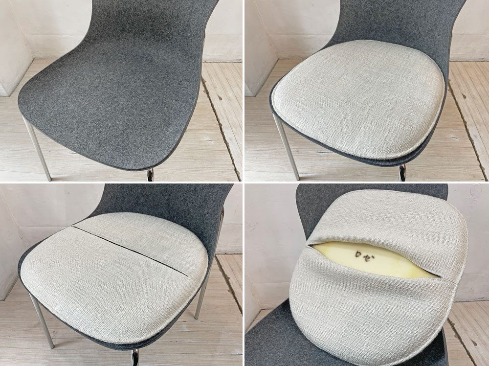 リーンロゼ ligne roset エットリアーノ チェア Ettoriano Chair ダイニングチェア フェルト生地 スチールベース ミニマルデザイン A ★