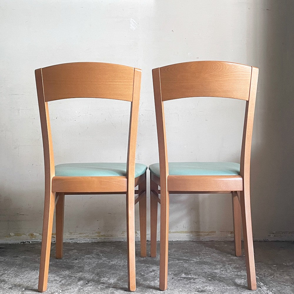 カリガリス Calligaris ビーチ材 ダイニングチェア ブルー系カラー PVCレザーシート 合皮 2脚セット イタリアモダン ■