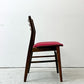 北欧ビンテージ Scandinabian Vintage チーク材 ダイニングチェア ラダーバック レッド系 ストライプ柄 北欧家具  ●