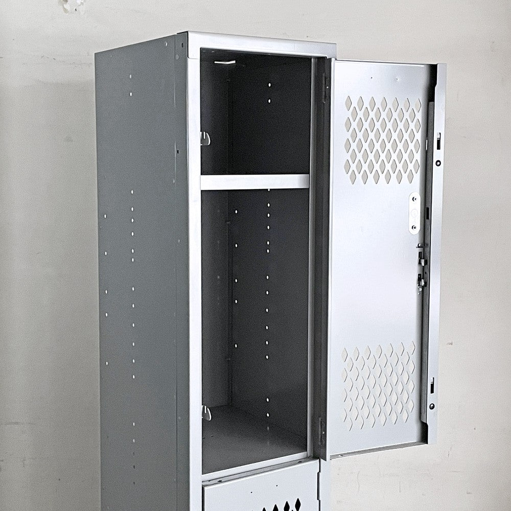 リオン LYON 2段スチールロッカー 2-TIER LOCKER ダイヤカット RECESSED HANDLE ダヴグレー dove gray インダストリアル P.F.S取扱 ■