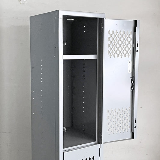 リオン LYON 2段スチールロッカー 2-TIER LOCKER ダイヤカット RECESSED HANDLE ダヴグレー dove gray インダストリアル P.F.S取扱 ■