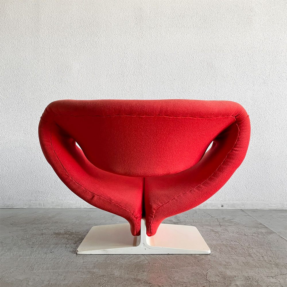 アーティフォート Artifort リボンチェア Ribbon Chair ラウンジチェア ファブリック レッド系 ウッドベース ピエール・ポラン ミッドセンチュリーモダン ビンテージ 〓