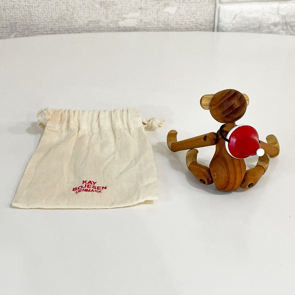 カイボイスン KAY BOJESEN DENMARK モンキー Monkey ミニ チーク 木製オブジェ H9.5cm サンタキャップ付 デンマーク 北欧雑貨 合計定価￥19,250- ◎
