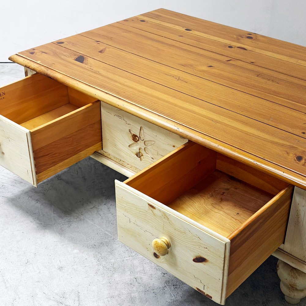 イーセンアーレン ETHAN ALLEN ファームハウス パイン コーヒーテーブル Farmhouse Pine 2ドロワー パイン材 90's ビンテージ vintage カントリースタイル ●