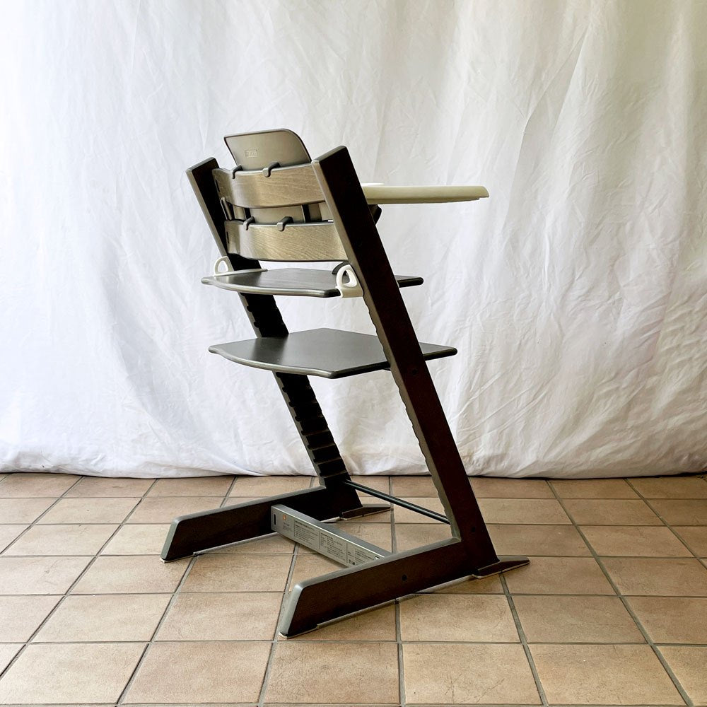 ストッケ STOKKE トリップトラップ TRIPP TRAPP ベビーチェア キッズチェア S/N5 ベビーガード・トレイ・延長グライダー付き ストームグレー ノルウェー 北欧家具 ◇