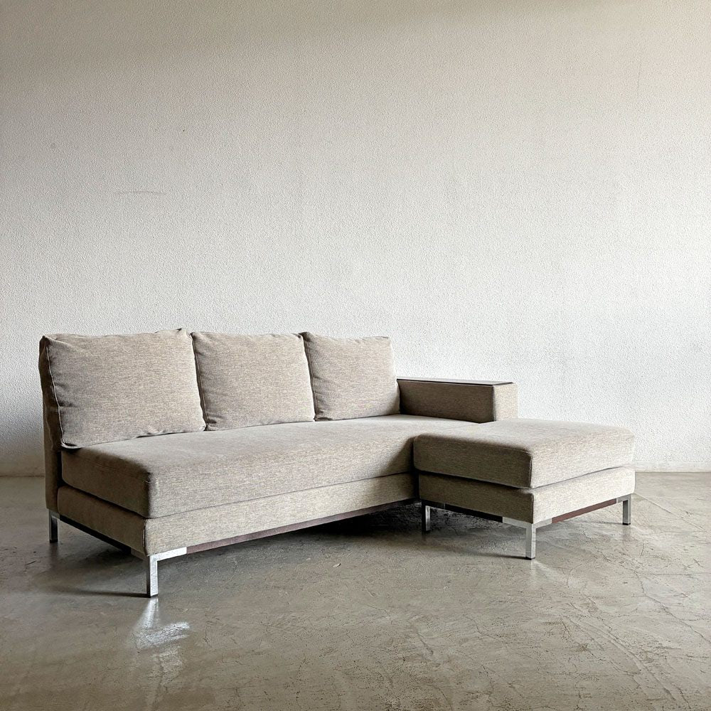 ラフィネリビング raffine living ビター BITTER SOFA 3人掛けソファ 片アーム W190cm ファブリック グレージュ系 オットマン付 廃番仕様 カタログ定価￥421,850-以上 〓