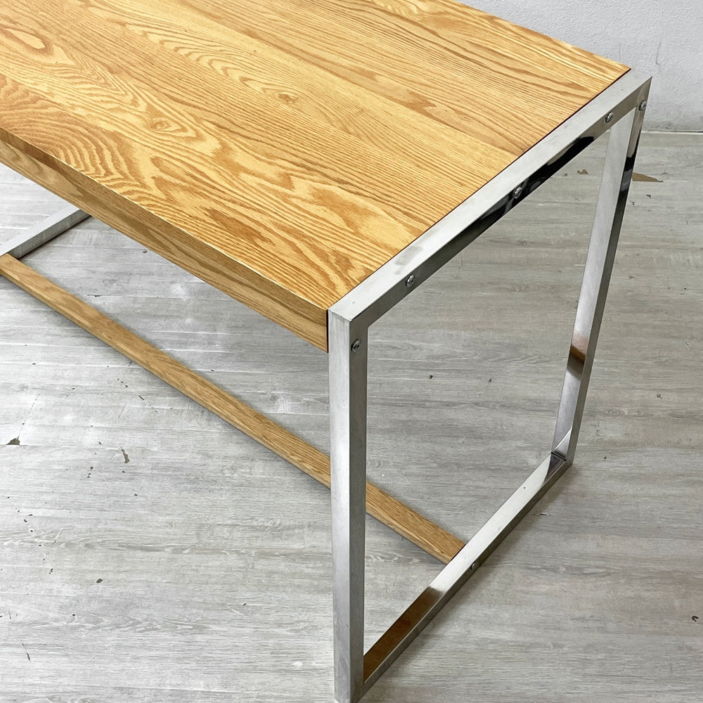 モダンデザイン オーク材 x スチールレッグ デスク ダイニングテーブル 工業系 インダストリアル W120cm ●