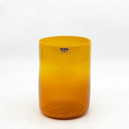 ボダ BODA フラワーベース オレンジ エリック・ホグラン Erik Höglund ハンドサイン入り 花瓶 H11cm ガラス ビンテージ スウェーデン 北欧雑貨 ●