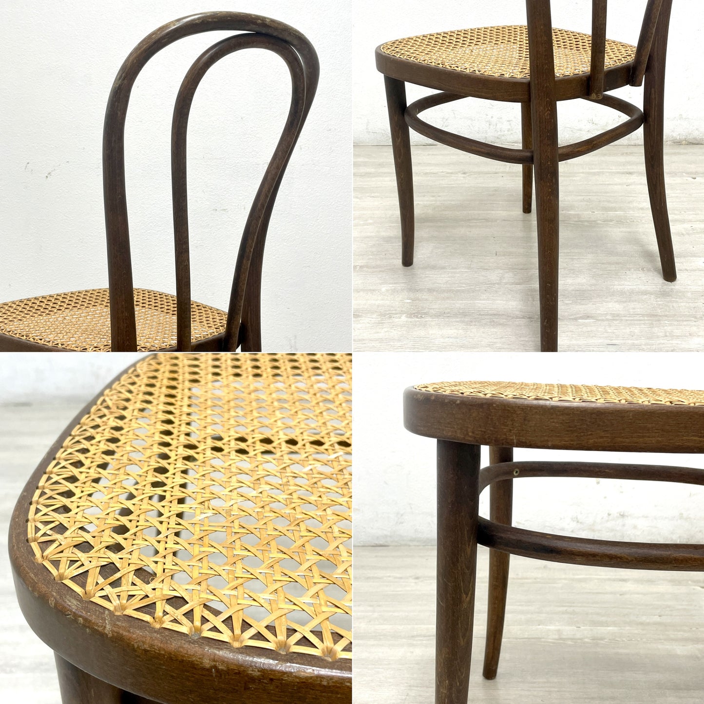 トーネット THONET ビンテージ vintage ベントウッドチェア ラタン座 藤張り 曲木 レトロ コスガ取り扱い A ●