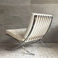 バルセロナチェア Barcelona Chair 1シーター レザー ホワイト リプロダクト品 1シーターソファ ミース・ファン・デル・ローエ モダンデザイン ♪