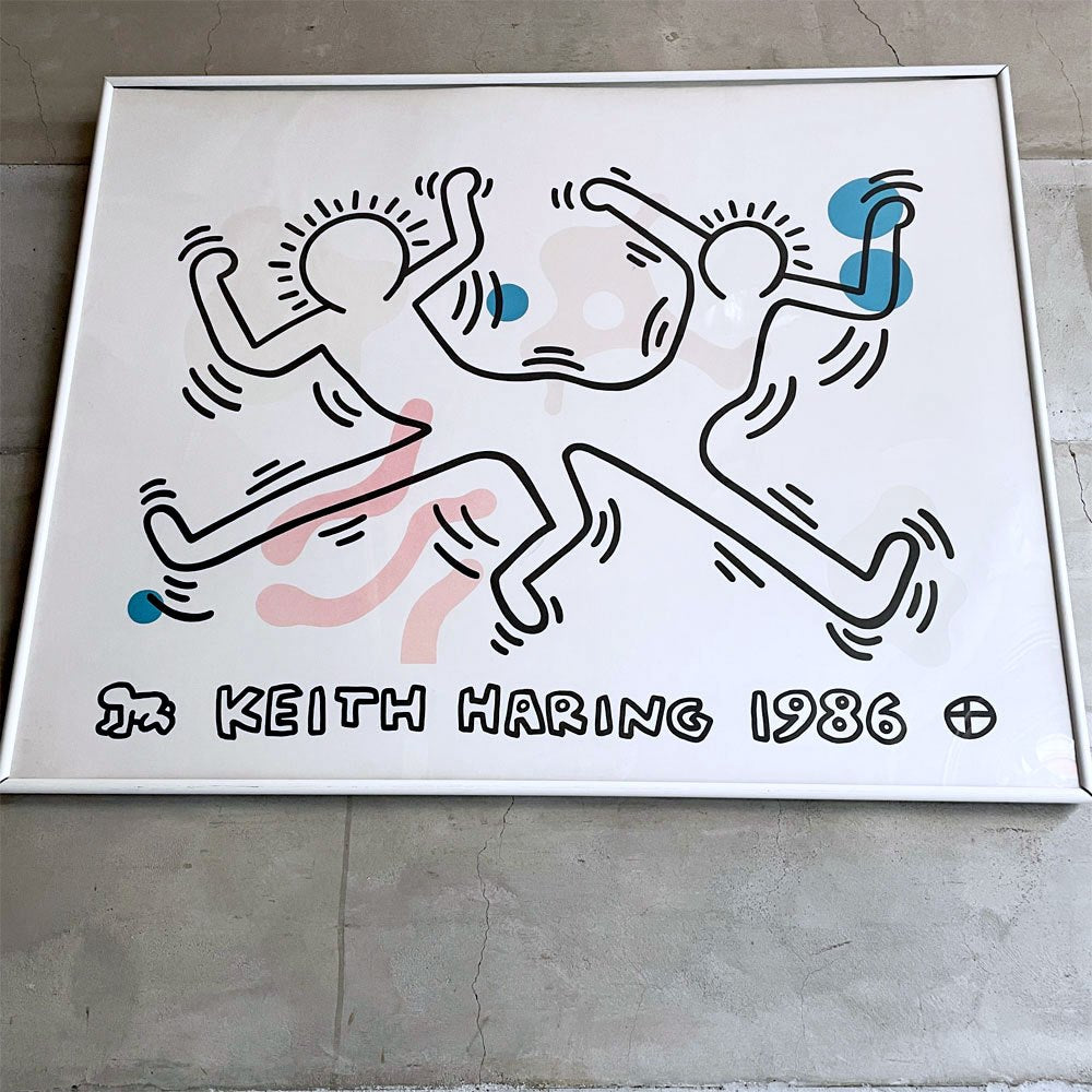 キース・ヘリング Keith Haring 1986 アートポスター 額装品 ビンテージ♪