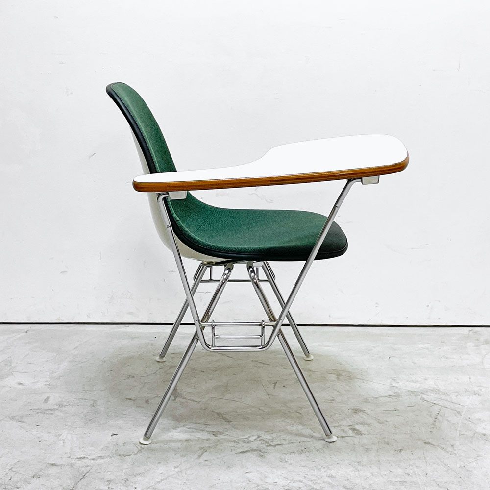 ハーマンミラー Herman Miller サイドシェルチェア セカンド 2nd ビンテージ アプホルスター スクールベース スタッキングベース 肘掛けテーブル付 イームズ ミッドセンチュリー D ●