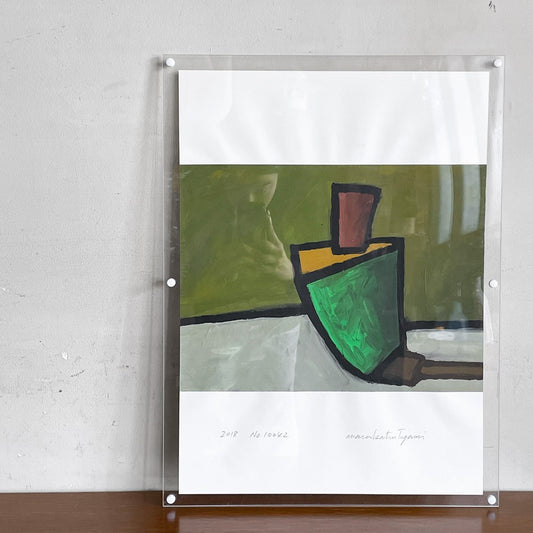 田上允克作 TAGAMI Masakatsu 2018 No.10042 絵画 アクリル 額装品 アート サイン有 W43.5cm ■