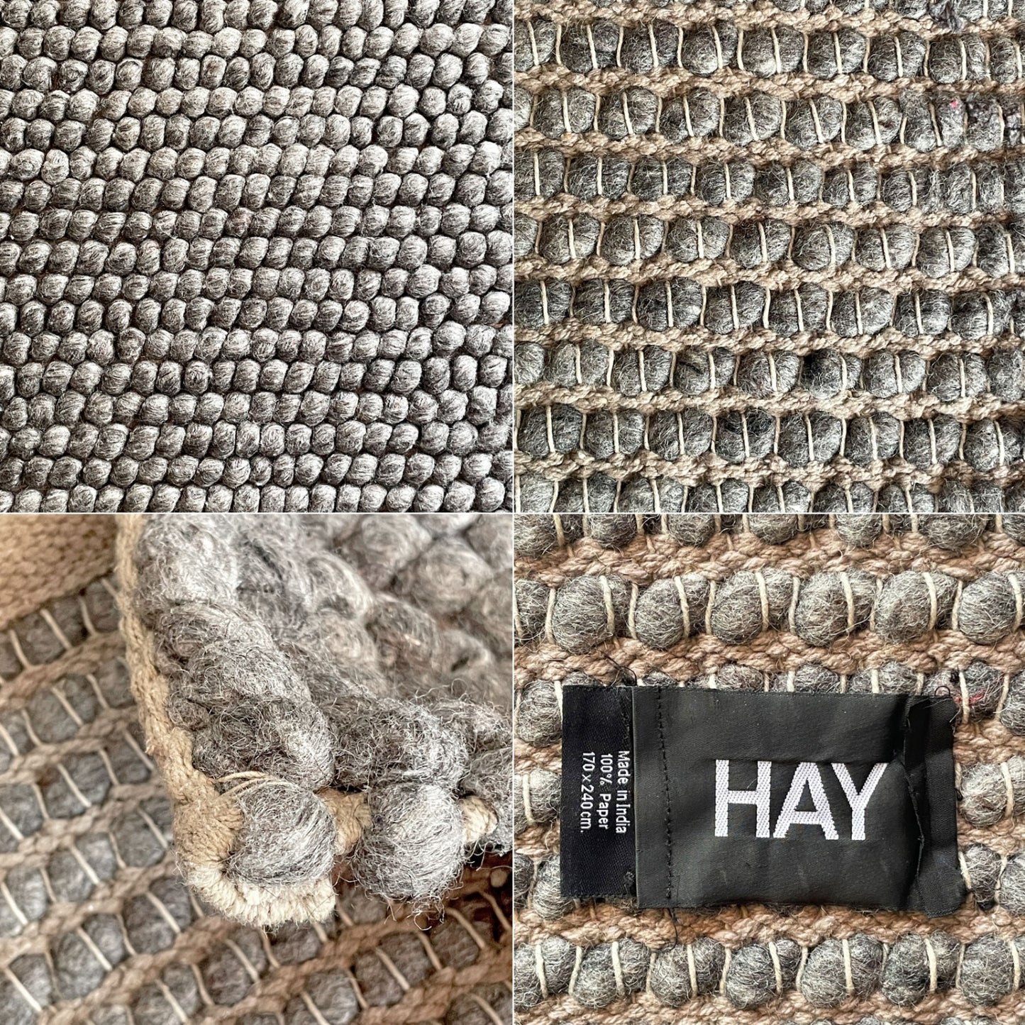 ヘイ HAY ピーズ PEAS ラグマット 170x240 ウールフェルト ダークグレー北欧モダン デンマーク 定価 ￥121,000- ■