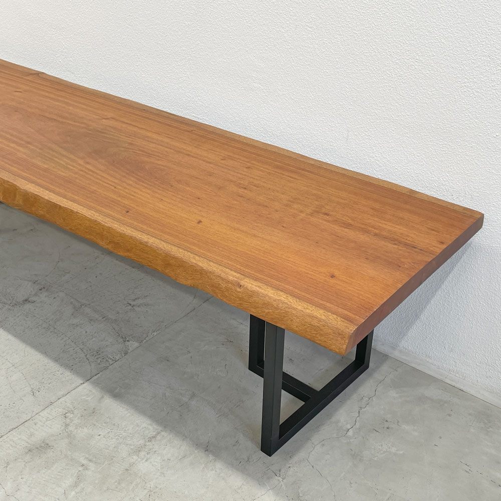 ワイスワイス WISE WISE ワイドロング ダイニングテーブル Wide dining table アイアンT字脚 パナマ材無垢材 ライブエッジ  〓