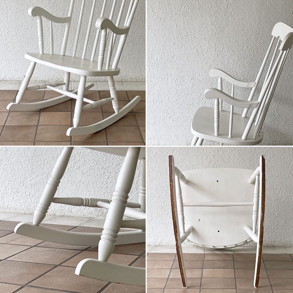 クラシカルデザイン Classical Design ロッキングチェア 揺り椅子 ホワイトペイント スポークバック ◇