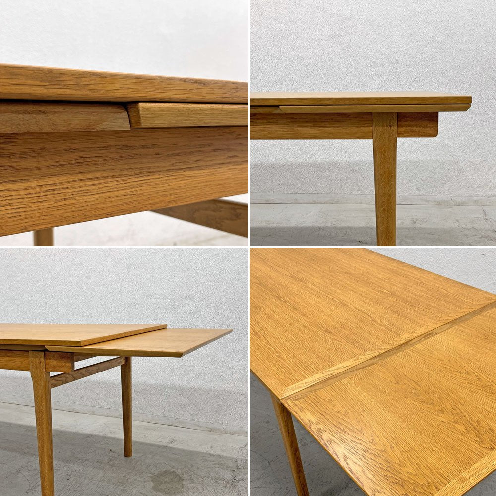 デンマークビンテージ Danish Vintage エクステンションダイニングテーブル オーク材 伸長式 ドローリーフ型 北欧家具 〓