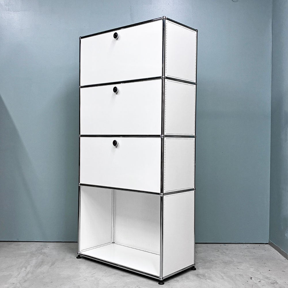 ユーエスエムハラー USMハラー USM Haller キャビネット シェルフ 1列4段 オープン ドロップダウンドア ピュアホワイト スイス モダン ◎