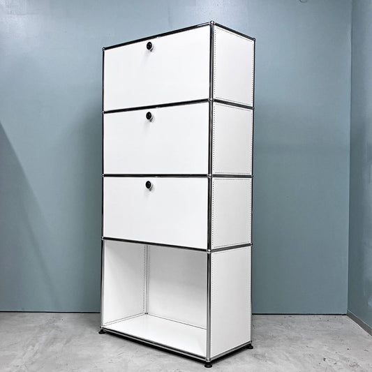 ユーエスエムハラー USMハラー USM Haller キャビネット シェルフ 1列4段 オープン ドロップダウンドア ピュアホワイト スイス モダン ◎