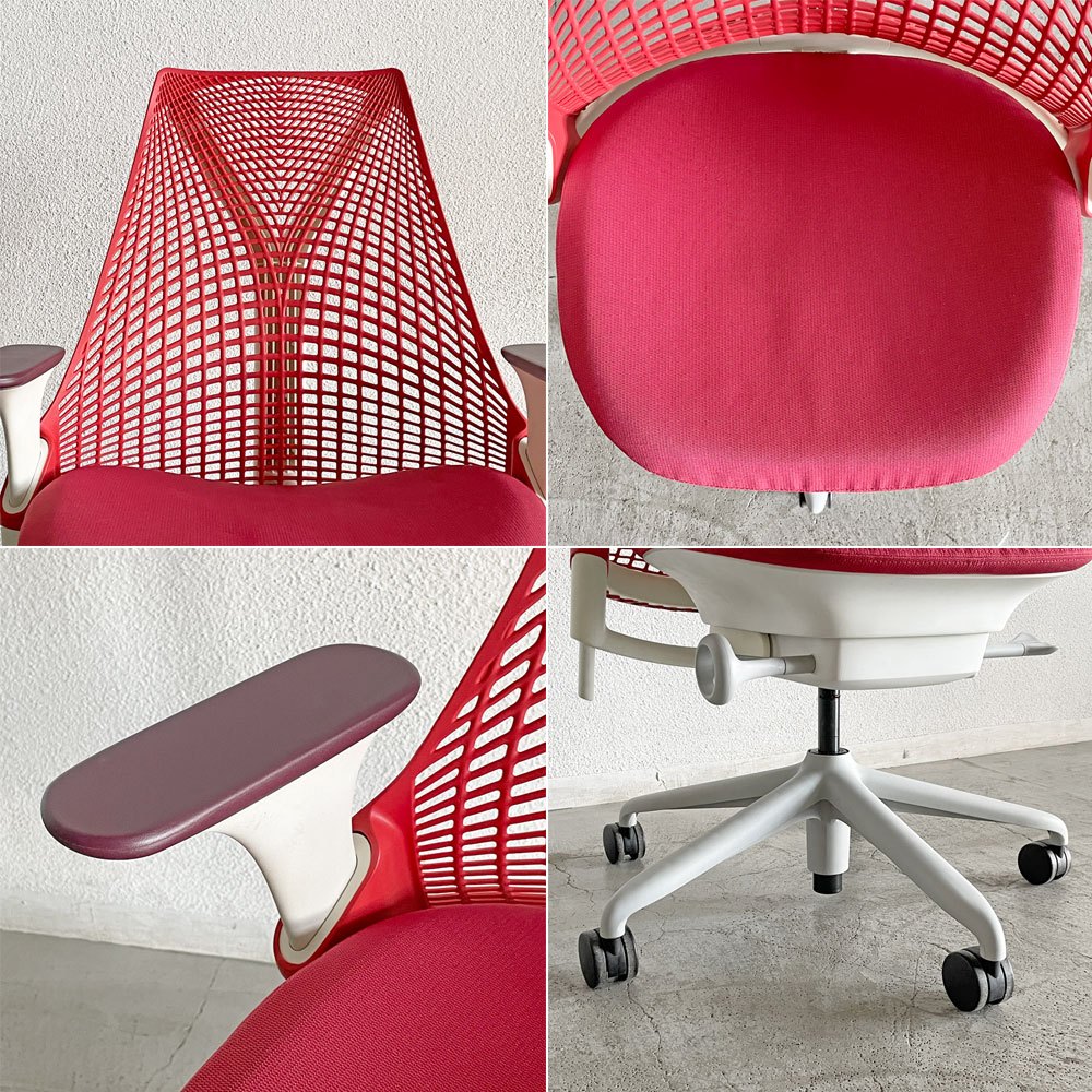 ハーマンミラー Herman Miller セイルチェア SAYL CHAIR デスクチェア オフィスチェア レッド ミドルバック イヴ・ベアール 2013年製 旧モデル 〓