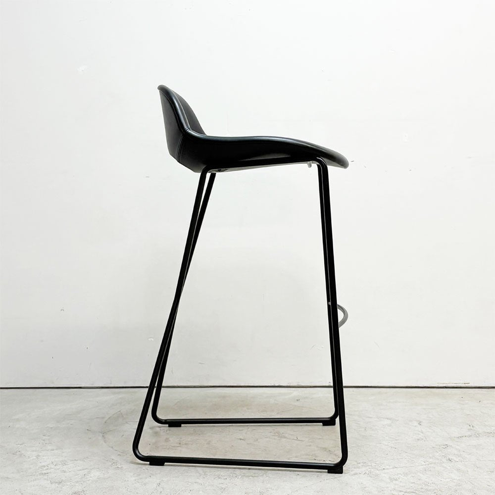 ザ・コンランショップ THE CONRAN SHOP クロスレッグ CROSS LEG ハイスツール 本革 レザー ブラック マグナス・ロング イギリス 参考定価￥187,000- B ●