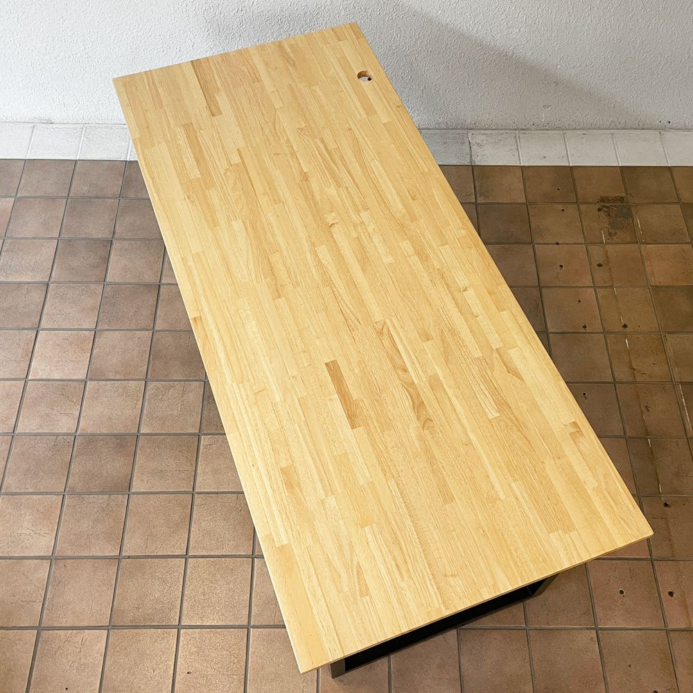 かなでもの KANADEMONO ザ・テーブル THE TABLE ダイニングテーブル デスク ラバーウッド無垢材 W180 x D80 cm スチール スクエアレッグ ブラック ◇