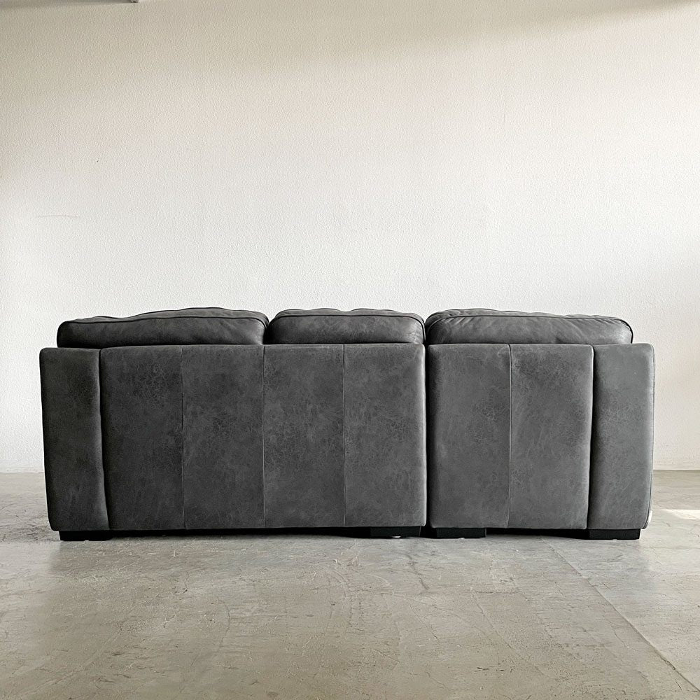 リラックスフォーム RELAX FORM ベレーザ BELLEZZA スモールカウチソファ 右カウチ W240cm レザーテックス チャコールブラック 関家具 カタログ定価￥240,625- 〓