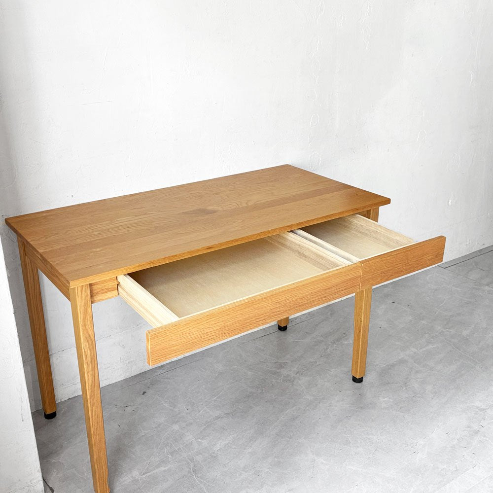 無印良品 MUJI パーソナルデスク 学習机 W110 抽斗2杯 サイドフック アジャスター付 オーク無垢材 ナチュラル ★