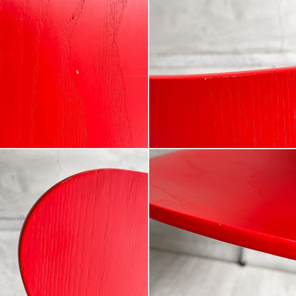 フリッツハンセン Fritz Hansen 3107 セブンチェア カラードアッシュ ガラレッド Gala red アルネ・ヤコブセン Arne Jacobsen 廃番カラー 90’s デンマーク 北欧家具 ♪