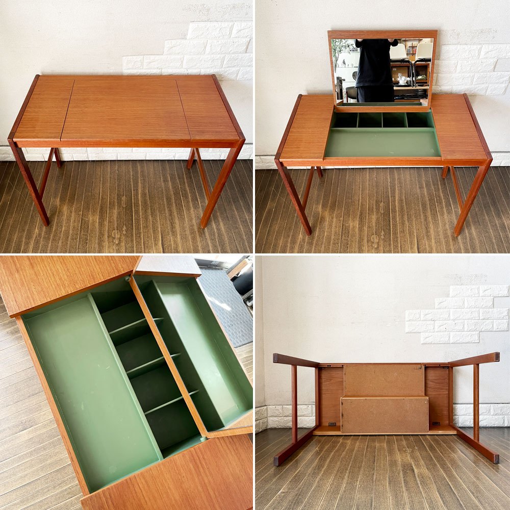 ボダフォース Bodafors チーク材 デスクドレッサー ミラー&収納付 W90.5cm バーティル・フリードホーゲン スウェーデンビンテージ 北欧家具 ◎