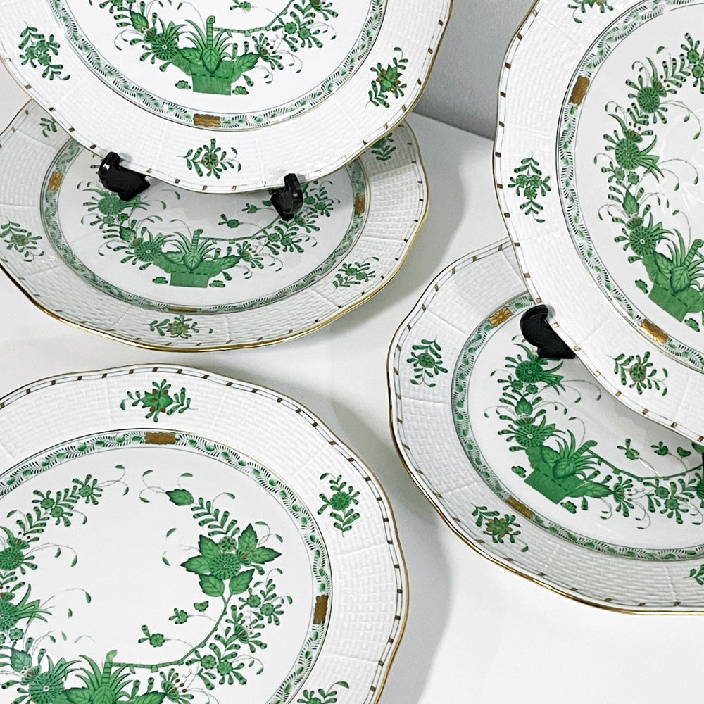 ヘレンド HEREND HVNGARY インドの華 プレート 5枚セット Φ30cm ハンドペイント 白磁食器 ハンガリー ●